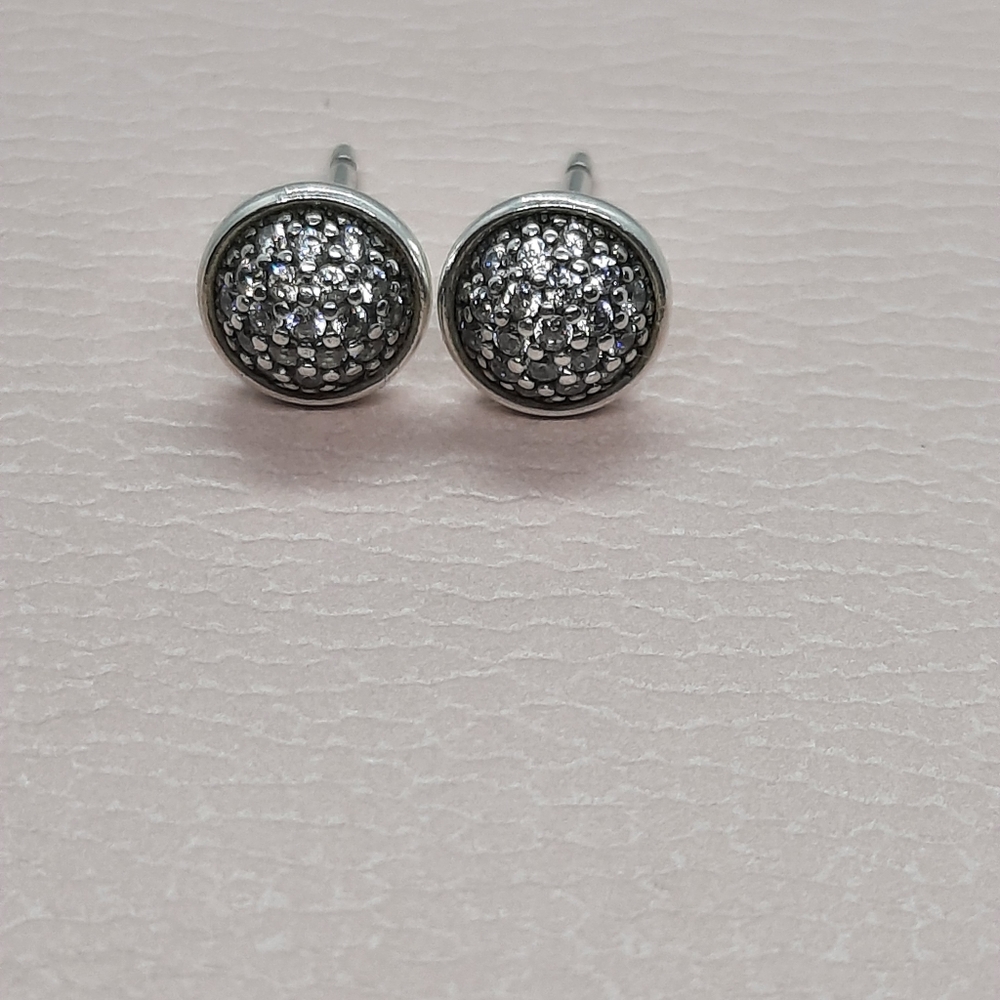 Pandora Silver Pavé Circle Stud Earrings